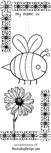 free coloring page - Bee and Daisy with flower border