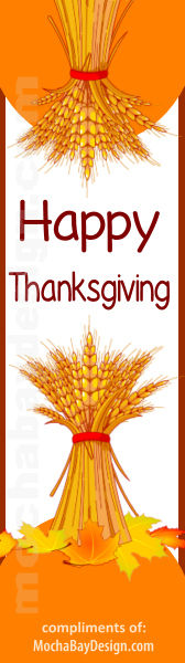 printable free colorful Thanksgiving Wheat bookmark