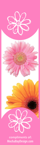 print Flower bookmark: Gerbera Daisy pink and orange