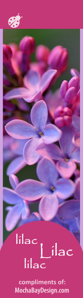 print Flower bookmark: Lilac sprig with cute ladybug