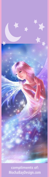 print fairy bookmark: Pink hair fairy with stars and moon