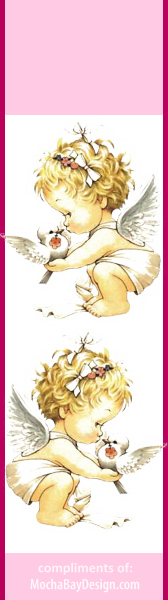 print Fairy bookmark: angel fairy with dove, pink color scheme