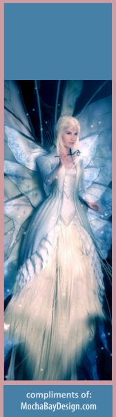 Fairy bookmark: Blonde fairy with blue color scheme and sparkkles