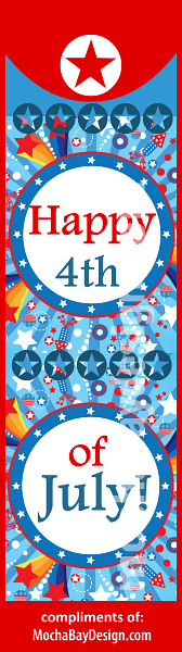 printable free4th of July holiday bookmark with Happy 4th of July with colorful explosion of stars