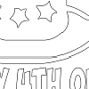 printable 4th of July kids coloring page with a big patriotic hat with stars and Happy Fourth of July text