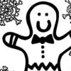 printable Gingerbread man and Snowflakes coloring page
