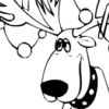 printable Christmas Reindeer with decorated Antlers coloring page