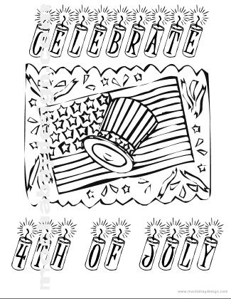 Printable 4th of July Holiday Coloring Page of Celebration Fireworks