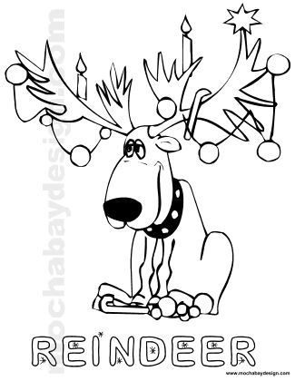 printable Christmas Reindeer kids coloring page