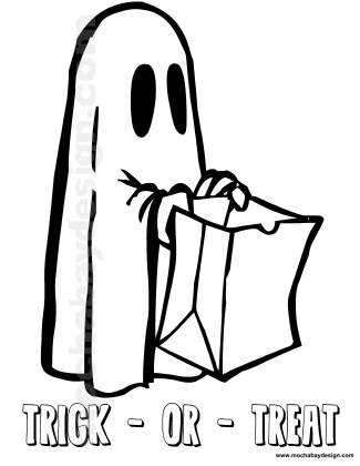 view and print Friendly Ghost Halloween kids coloring page