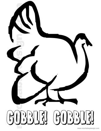 Gobble Gobble Classic Turkey kids Thanksgiving coloring page