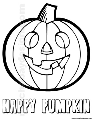 view and print Happy Pumpkin Halloween kids coloring page