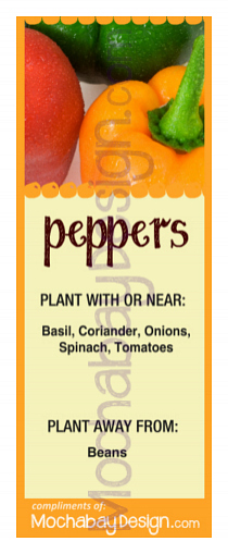 printable Peppers vegetable companion planting bookmark