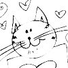 printable coloring page Smiling Cat with Hearts