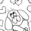 printable coloring page Dog with Hearts