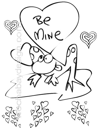 printable Valentines Day coloring page Be Mine Frog