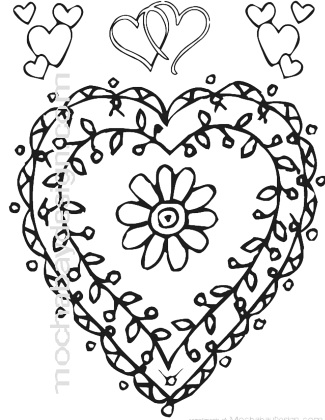 printable Valentines Day coloring page of Flower Vine Heart